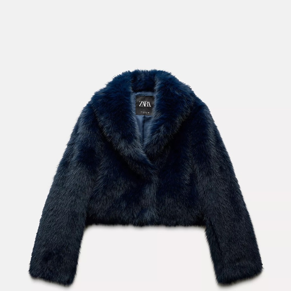 Zara Women's Navy Teddy Jacket